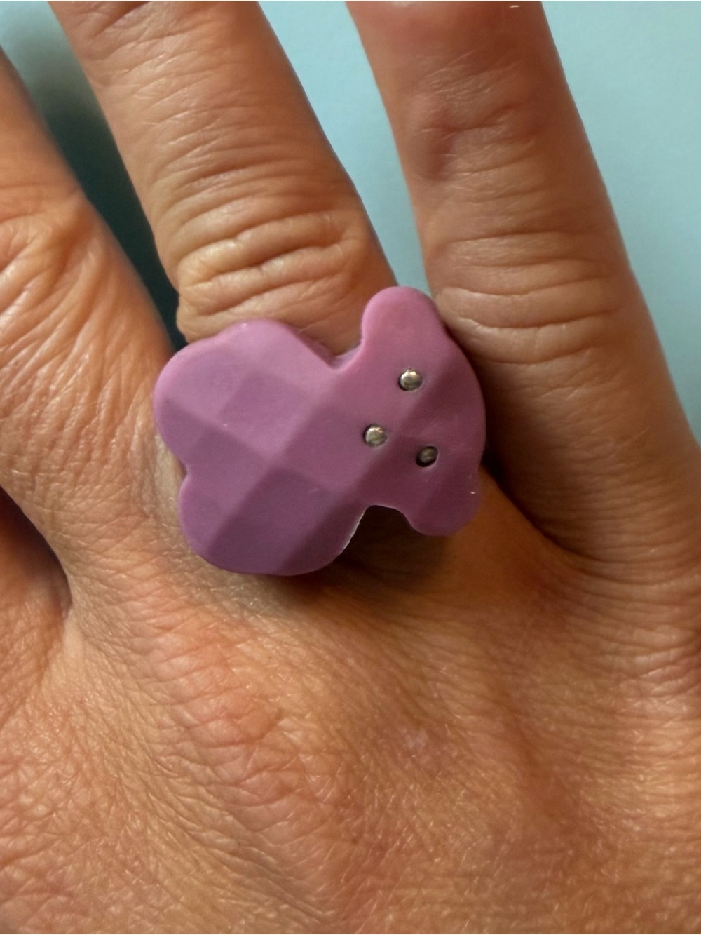 Tous Matte Pink / Purple Bear Rubber Ring - Size 6